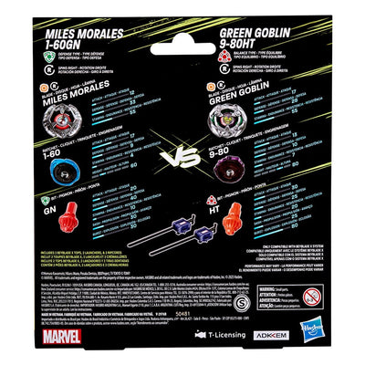 Beyblade X and Marvel Collab Miles Morales 1-60GN vs. Green Goblin 9-80HT