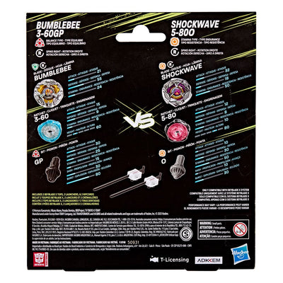 Beyblade X and Transformers Collab Bumblebee 3-60GP vs. Shockwave 5-80O