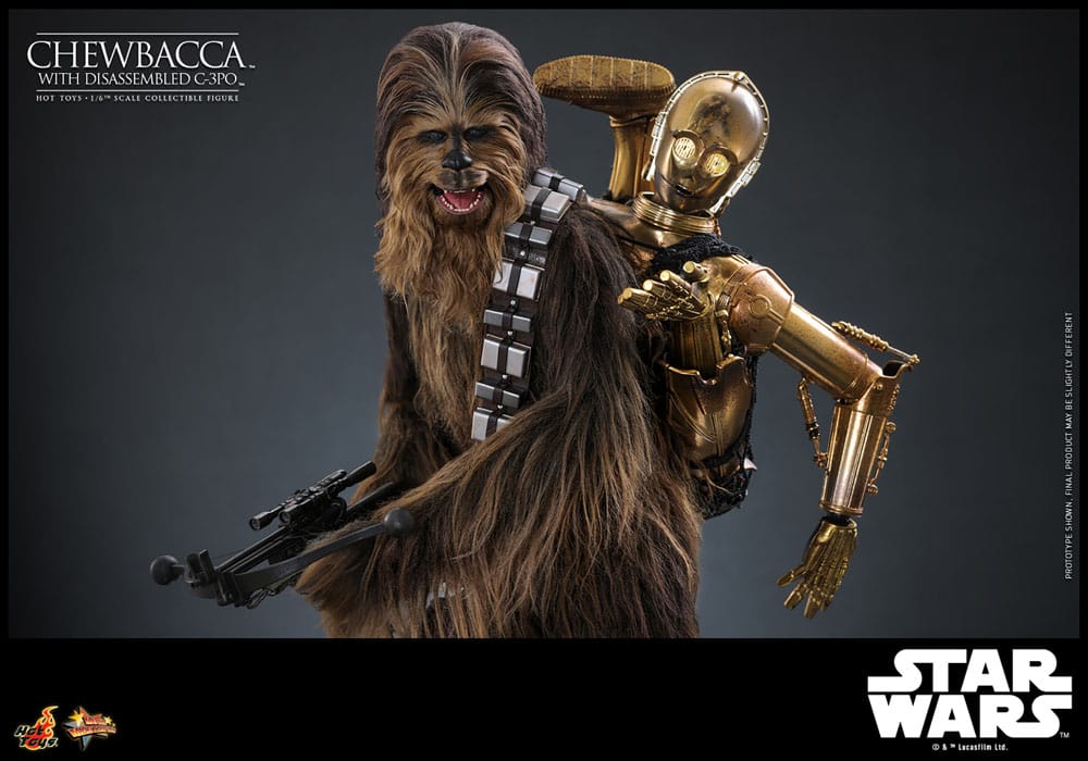 Star Wars Episode V Movie Masterpiece Action Figure 1/6 Chewbacca with Disassembled C-3PO 36 cm