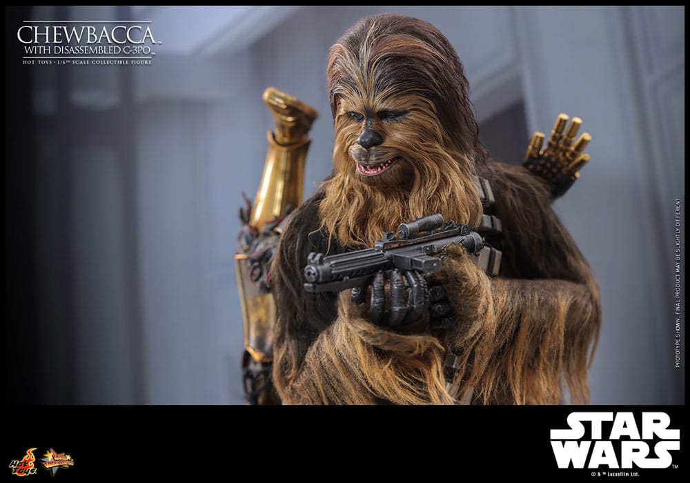 Star Wars Episode V Movie Masterpiece Action Figure 1/6 Chewbacca with Disassembled C-3PO 36 cm