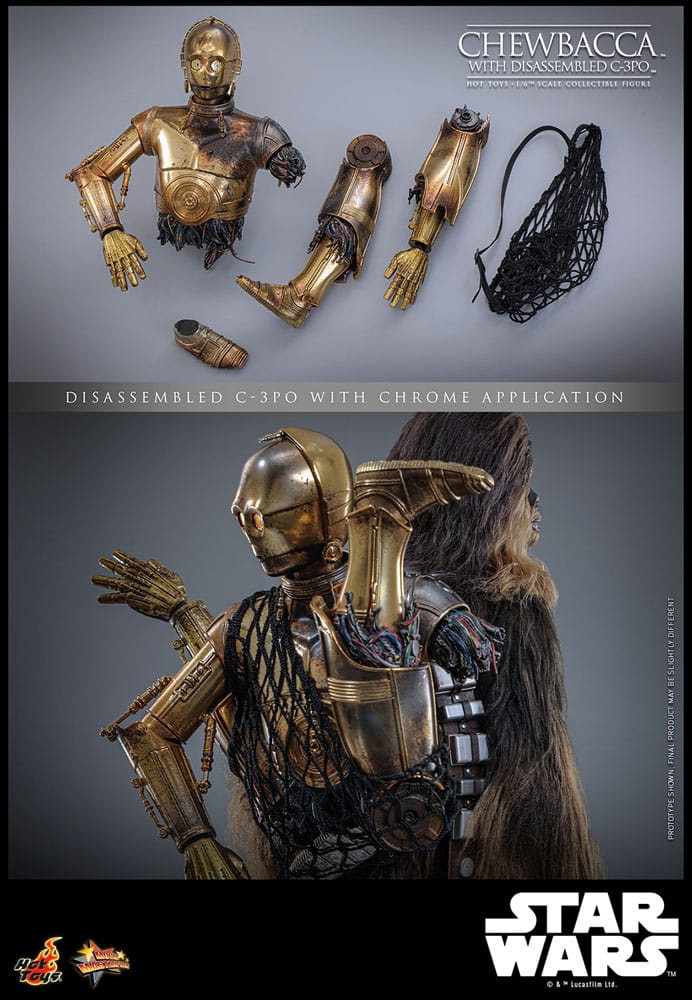 Star Wars Episode V Movie Masterpiece Action Figure 1/6 Chewbacca with Disassembled C-3PO 36 cm