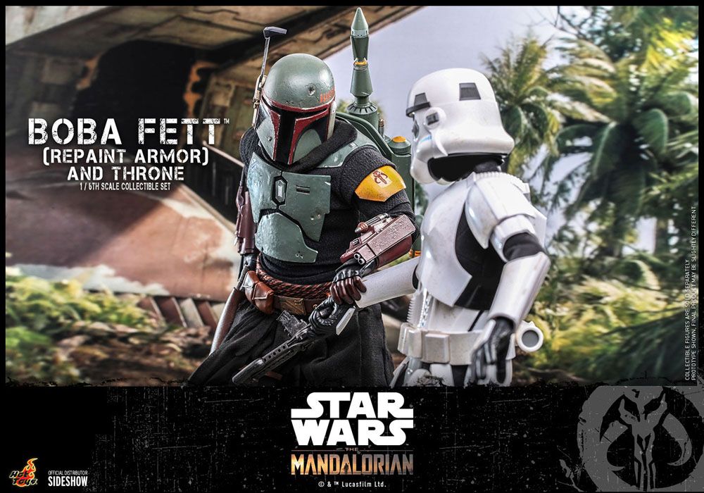 Star Wars The Mandalorian Action Figure 1/6 Boba Fett (Repaint Armor) and Throne 30 cm