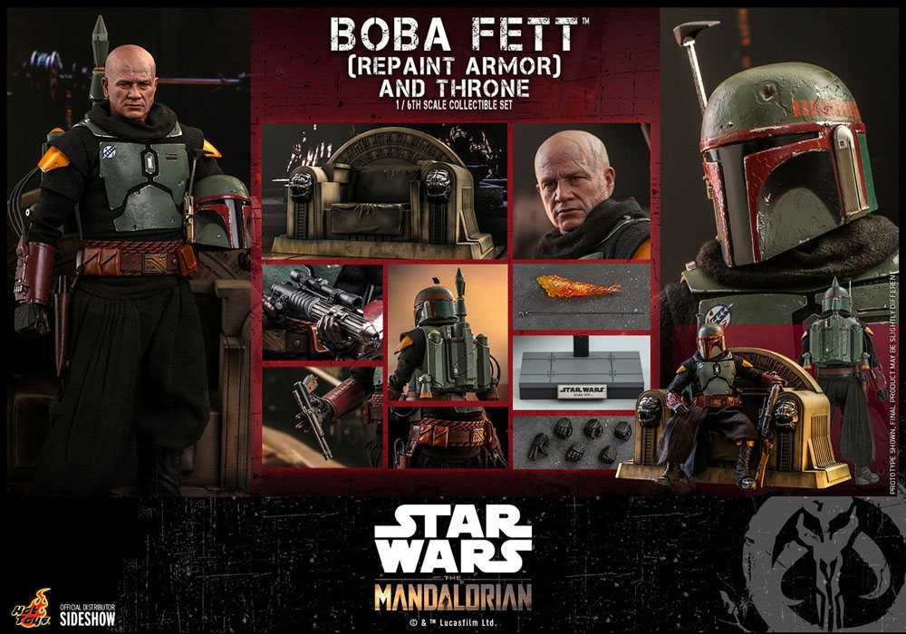 Star Wars The Mandalorian Action Figure 1/6 Boba Fett (Repaint Armor) and Throne 30 cm