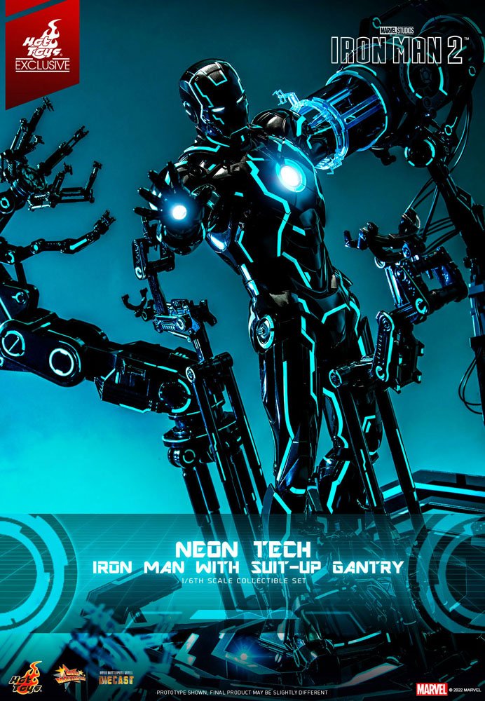 Iron Man 2 Action Figure 1/6 Neon Tech Iron Man with Suit-Up Gantry 32 cm