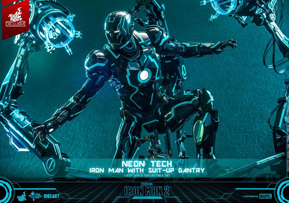 Iron Man 2 Action Figure 1/6 Neon Tech Iron Man with Suit-Up Gantry 32 cm