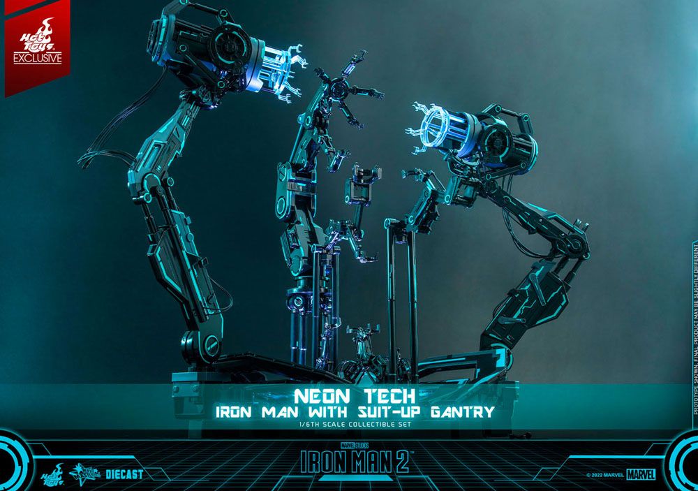 Iron Man 2 Action Figure 1/6 Neon Tech Iron Man with Suit-Up Gantry 32 cm