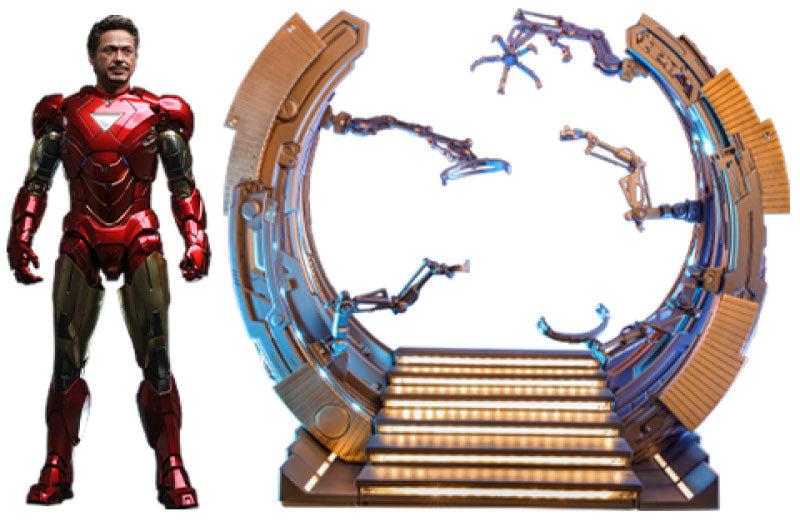 Marvel's The Avengers Movie Masterpiece Diecast Action Figure 1/6 Iron Man Mark VI (2.0) with Suit-Up Gantry 32 cm - Damaged packaging