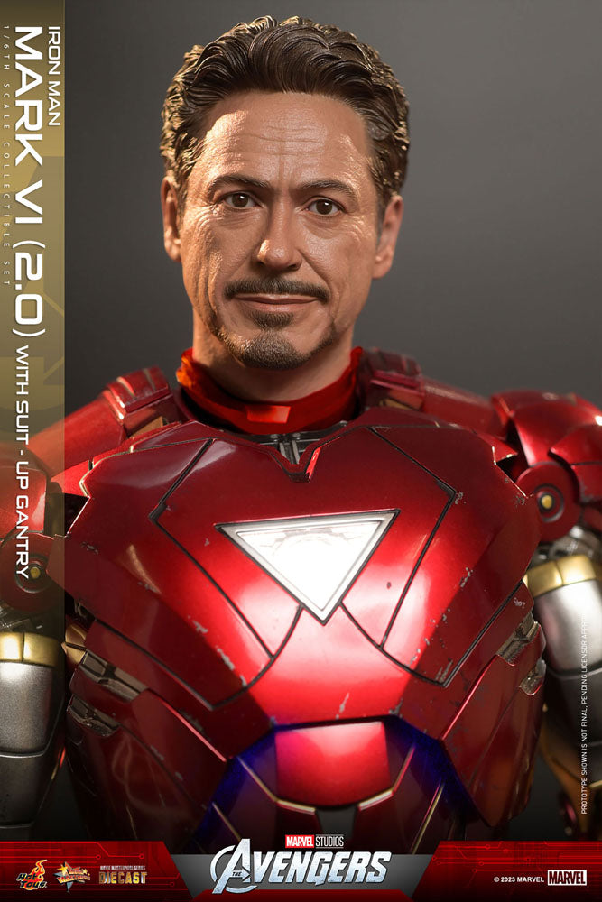 Marvel's The Avengers Movie Masterpiece Diecast Action Figure 1/6 Iron Man Mark VI (2.0) with Suit-Up Gantry 32 cm