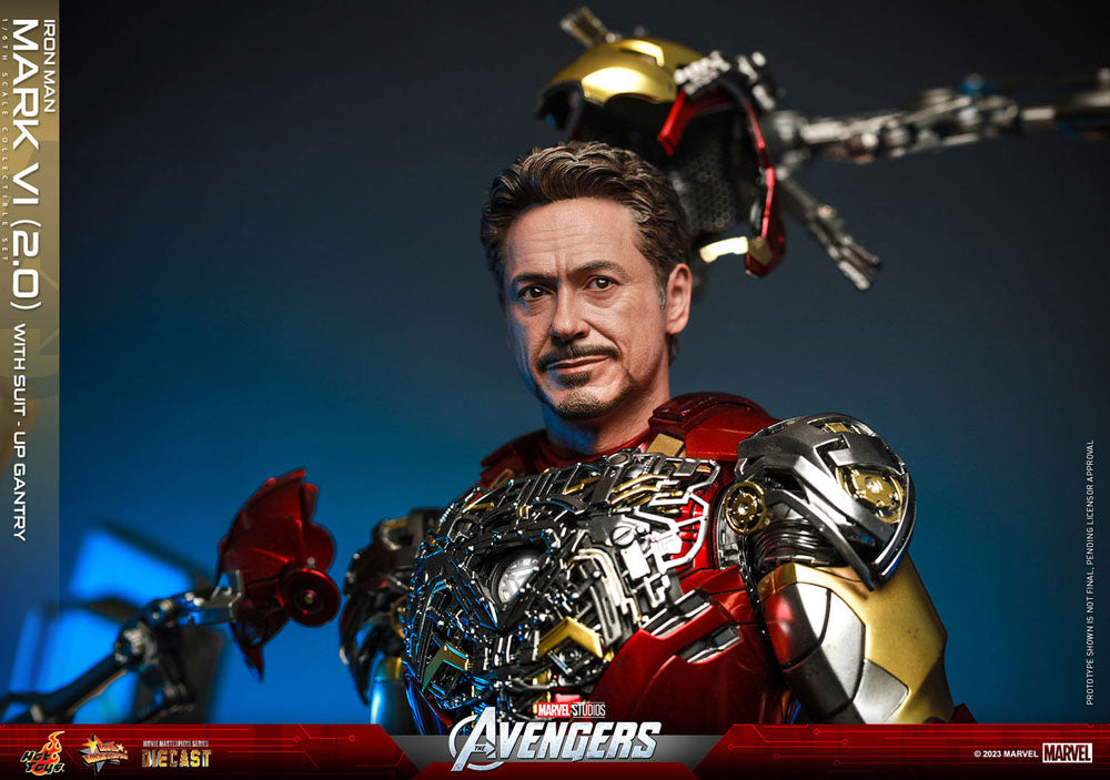 Marvel's The Avengers Movie Masterpiece Diecast Action Figure 1/6 Iron Man Mark VI (2.0) with Suit-Up Gantry 32 cm