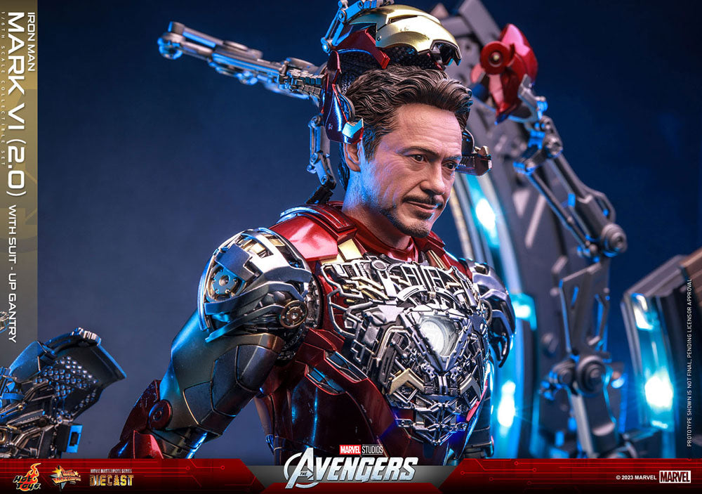 Marvel's The Avengers Movie Masterpiece Diecast Action Figure 1/6 Iron Man Mark VI (2.0) with Suit-Up Gantry 32 cm