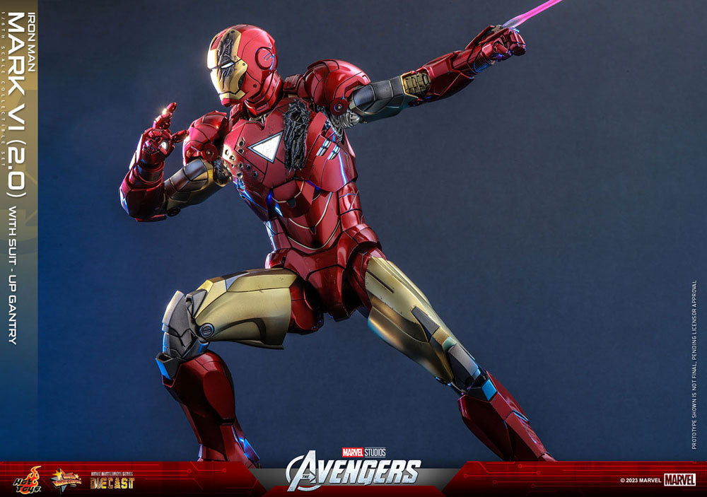 Marvel's The Avengers Movie Masterpiece Diecast Action Figure 1/6 Iron Man Mark VI (2.0) with Suit-Up Gantry 32 cm