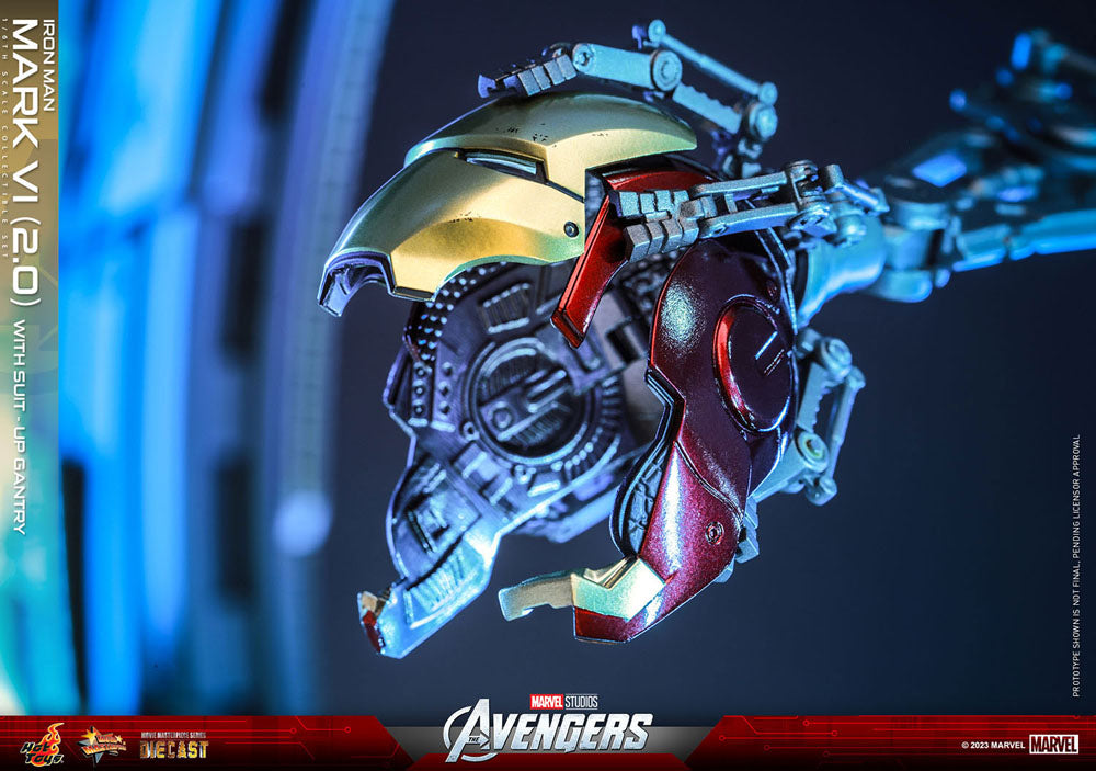 Marvel's The Avengers Movie Masterpiece Diecast Action Figure 1/6 Iron Man Mark VI (2.0) with Suit-Up Gantry 32 cm