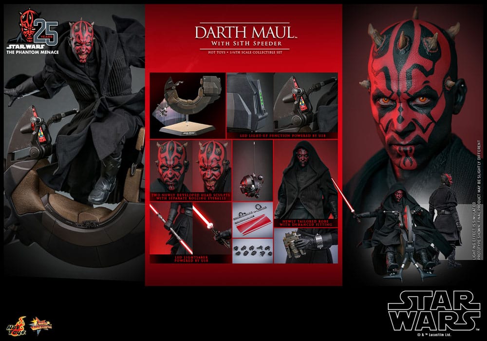 Star Wars Episode I Movie Masterpiece Action Figure 1/6 Darth Maul with Sith Speeder 29 cm