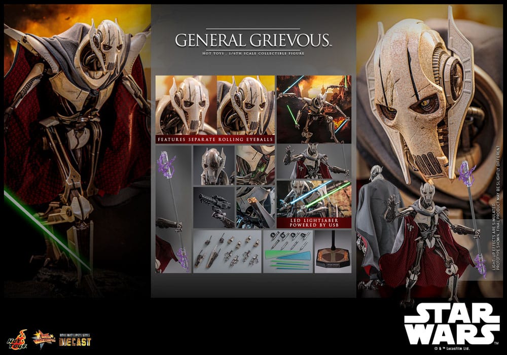 Star Wars Movie Masterpiece Diecast Action Figure 1/6 General Grievous 42 cm