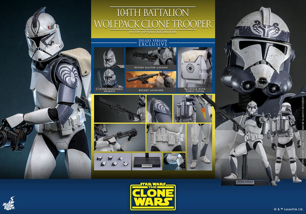 Star Wars The Clone Wars Action Figure 1/6 104th Battalion Wolfpack Clone Trooper Deluxe Version 30 cm - Damaged packaging