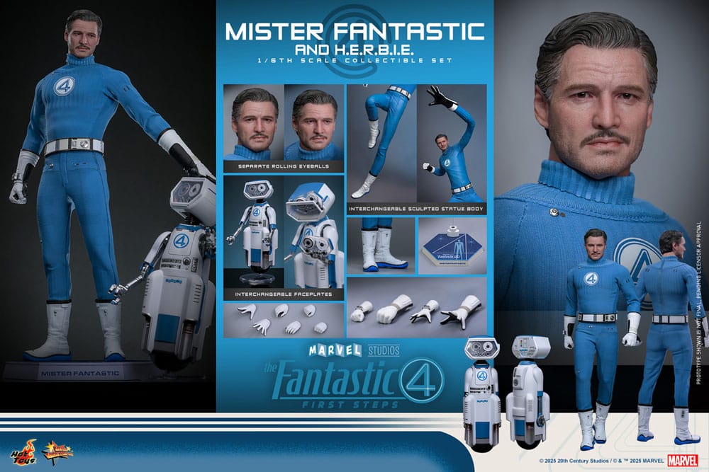 The Fantastic Four: First Steps Movie Masterpiece Action Figure 2-Pack 1/6 Mister Fantastic &amp; HERBIE 30 cm