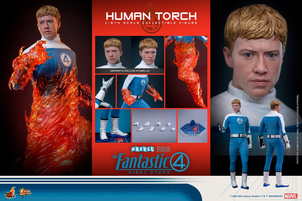 The Fantastic Four: First Steps Movie Masterpiece Action Figure 1/6 Human Torch 30 cm