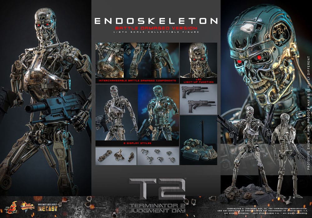 Terminator 2: Judgment Day Movie Masterpiece Die-cast Action Figure 1/6 Endoskeleton (Battle Damaged Version) 31 cm