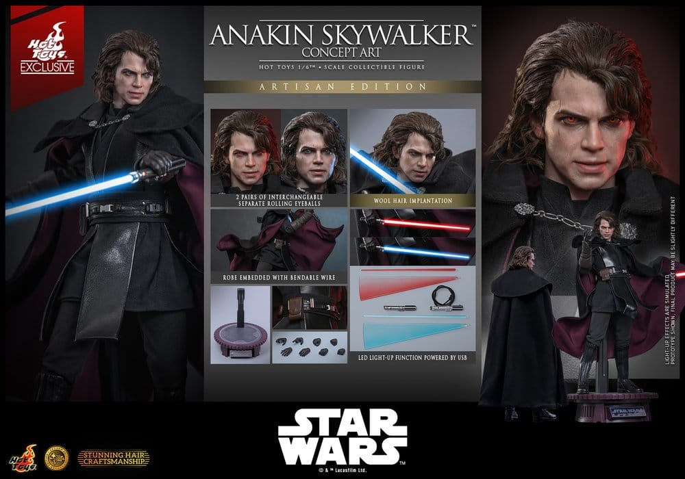 Star Wars Episode III: Revenge Of The Sith Movie Masterpiece Action Figure 1/6 Anakin Skywalker (Concept Art Version) (Artisan Edition) Hot Toys Exclusive 31 cm