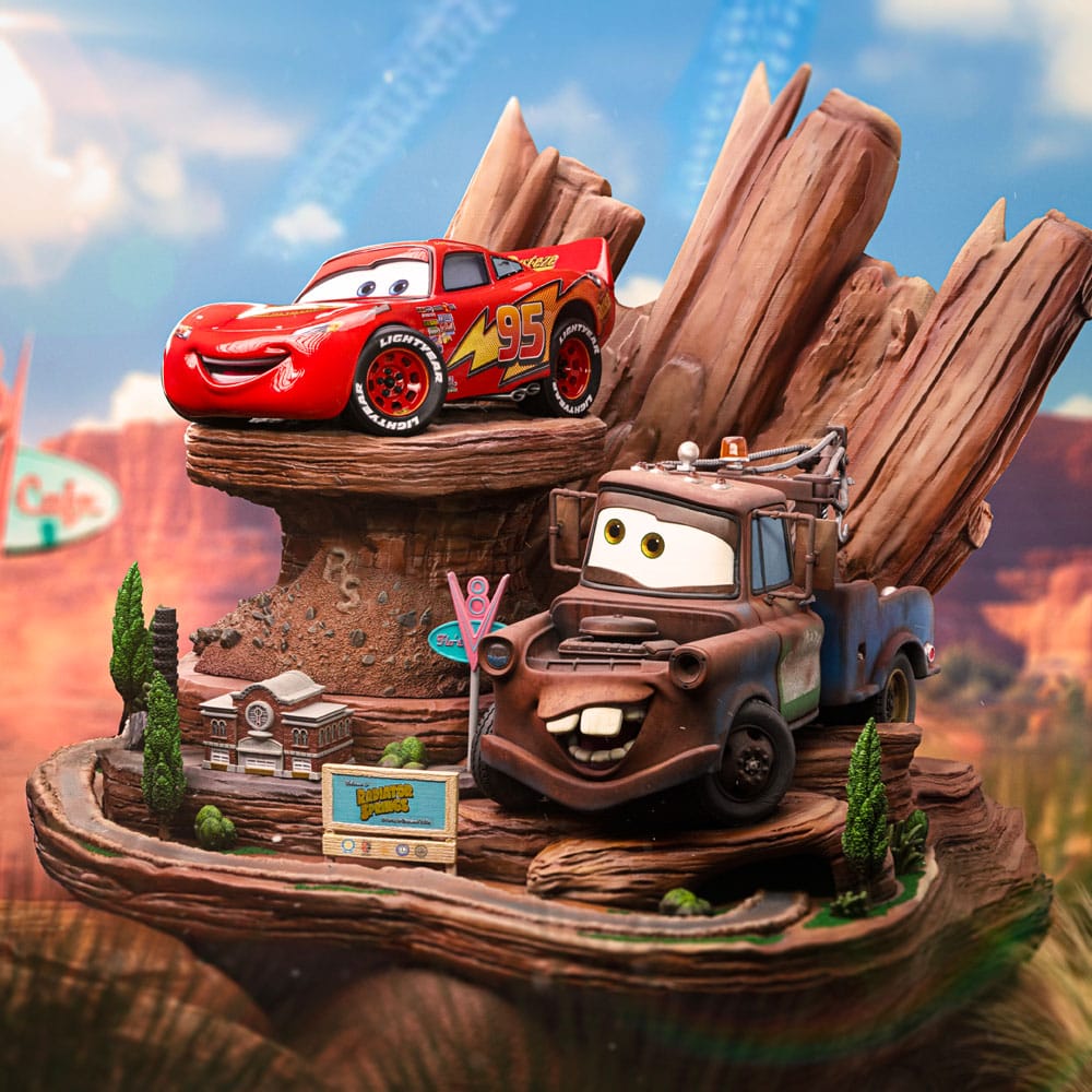 Cars Deluxe Art Scale Statue 1/10 Lightning Mcqueen &amp; Tow Mater 31 cm
