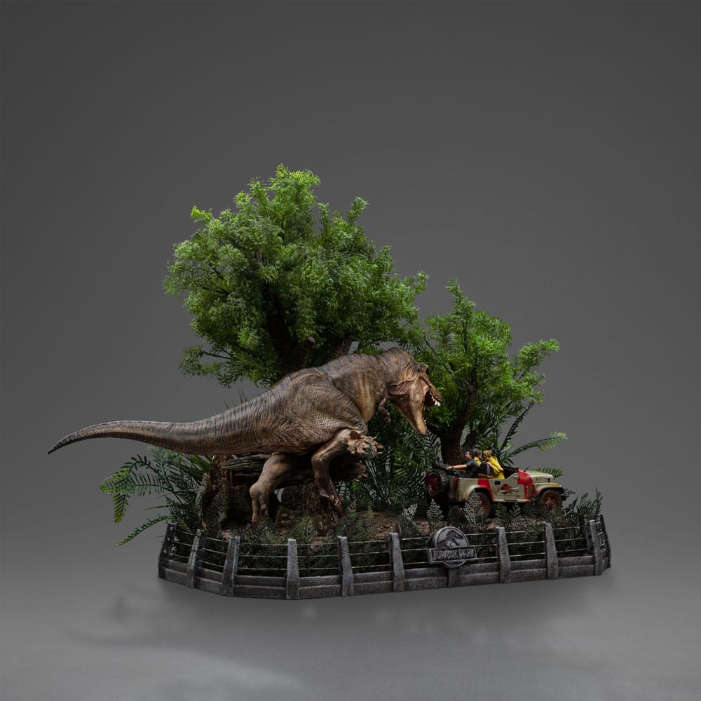 Jurassic Park Demi Art Scale Statue 1/20 T-Rex Chase 30 cm