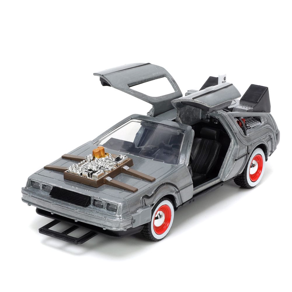 Back to the Future III Hollywood Rides Diecast Model 1/32 DeLorean Time Machine Free Rolling