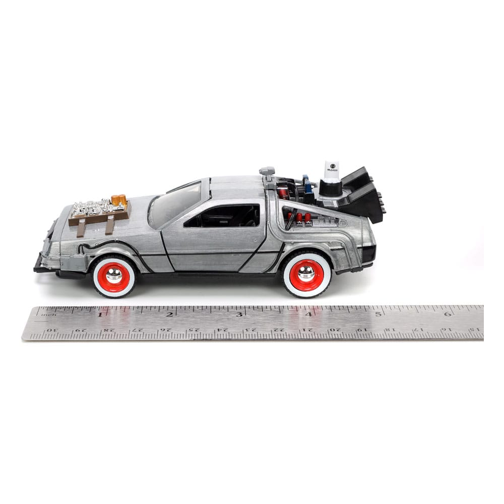 Back to the Future III Hollywood Rides Diecast Model 1/32 DeLorean Time Machine Free Rolling