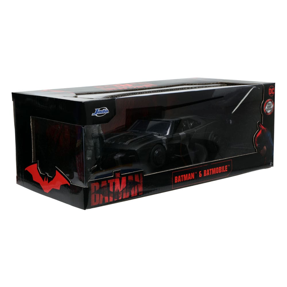 Batman 2022 Hollywood Rides Diecast Model 1/24 2022 Batmobile with Figure - Damaged packaging