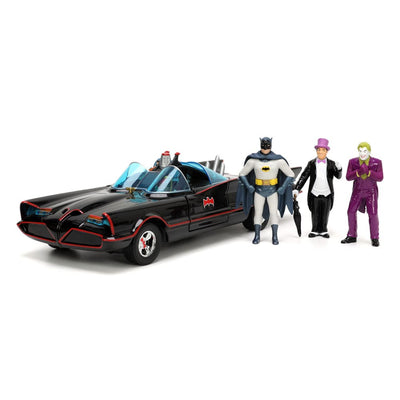Batman Diecast Model 1/24 Pack of 5 Classic TV Series Batman, Robin, Joker, Penguin & Batmobile