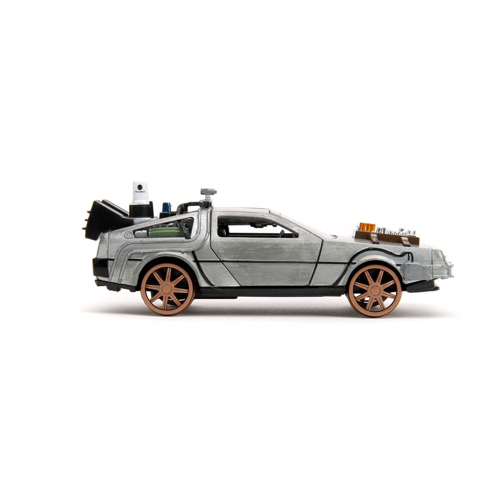 Back to the Future III Hollywood Rides Diecast Model 1/32 DeLorean Time Machine Railroad Wheels