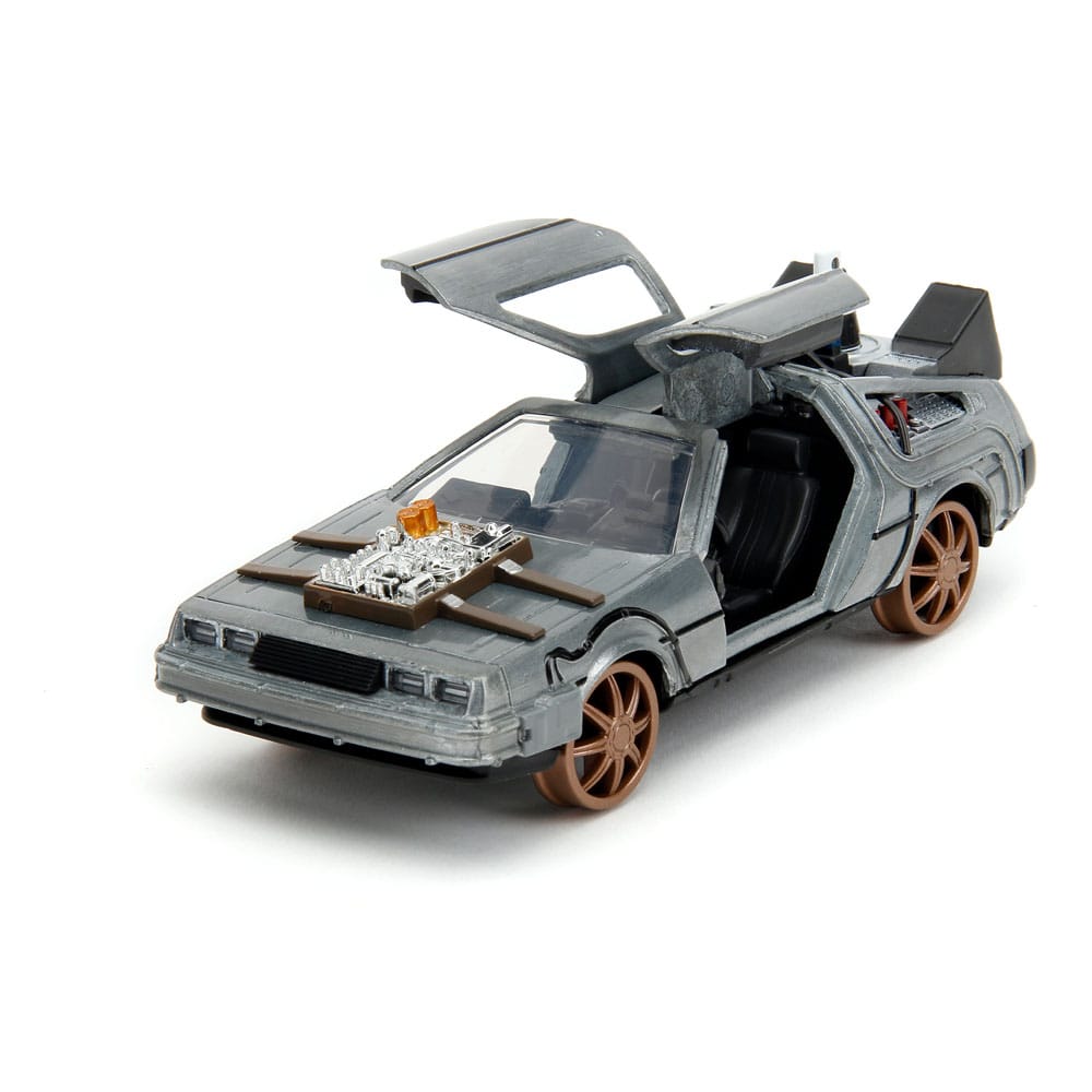 Back to the Future III Hollywood Rides Diecast Model 1/32 DeLorean Time Machine Railroad Wheels