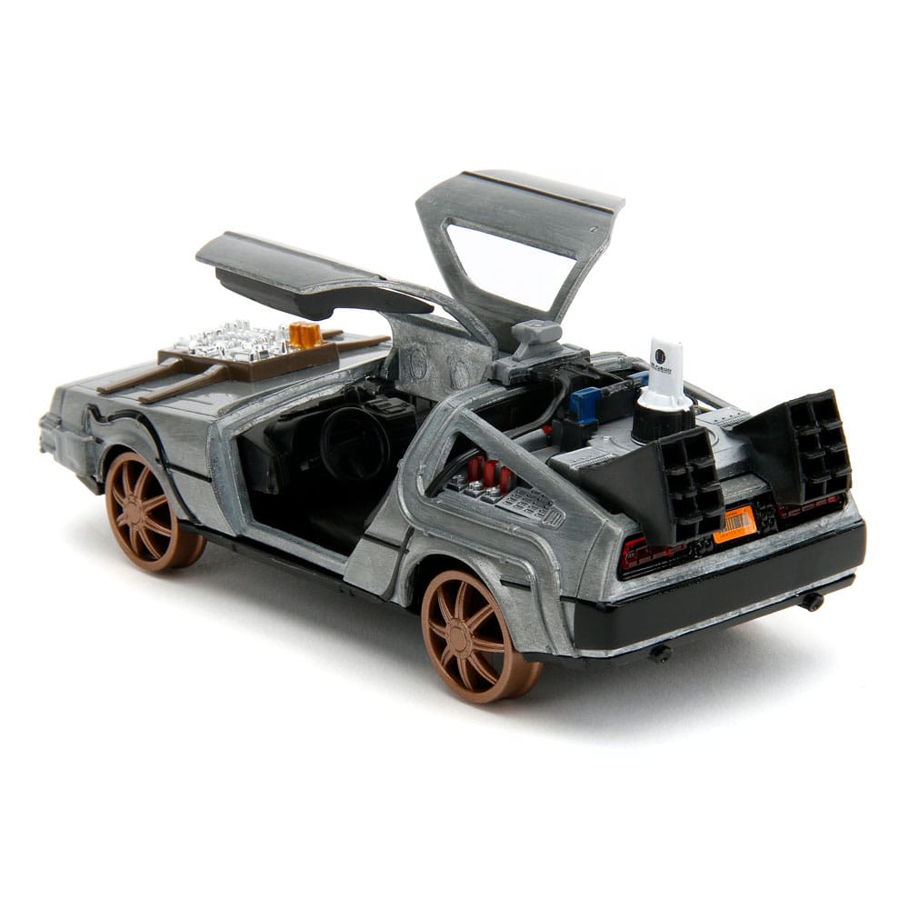 Back to the Future III Hollywood Rides Diecast Model 1/32 DeLorean Time Machine Railroad Wheels