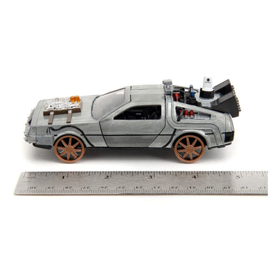 Back to the Future III Hollywood Rides Diecast Model 1/32 DeLorean Time Machine Railroad Wheels