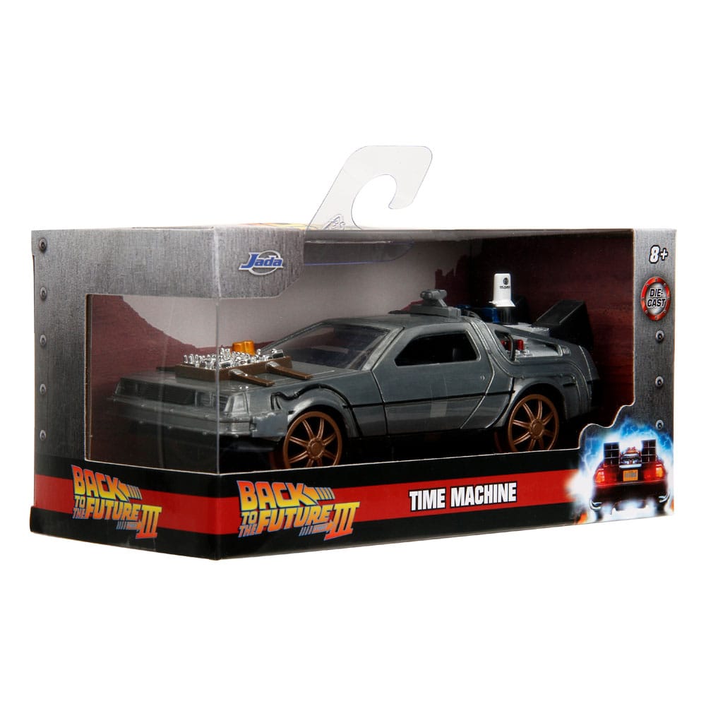 Back to the Future III Hollywood Rides Diecast Model 1/32 DeLorean Time Machine Railroad Wheels