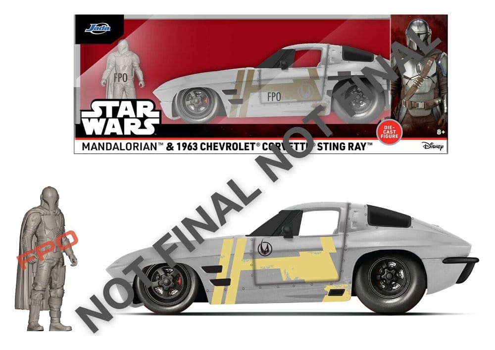 Star Wars Diecast Model 1:24 Mandalorian Chevrolet Corvette Sting Ray 1963