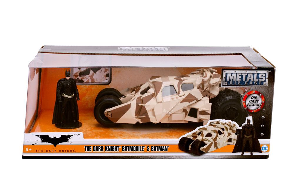 Batman The Dark Knight Diecast Model 1/24 2008 Batmobile Camo with figure - Damaged packaging