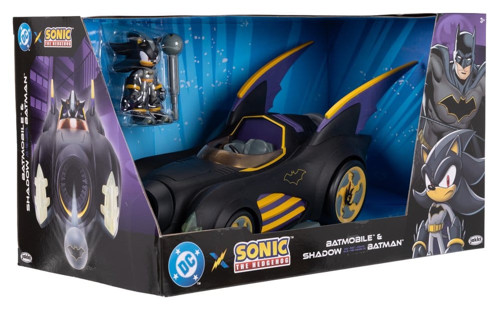 DC x Sonic - The Hedgehog Action Figure with Vehicle Shadow Batman & Batmobile 6 cm