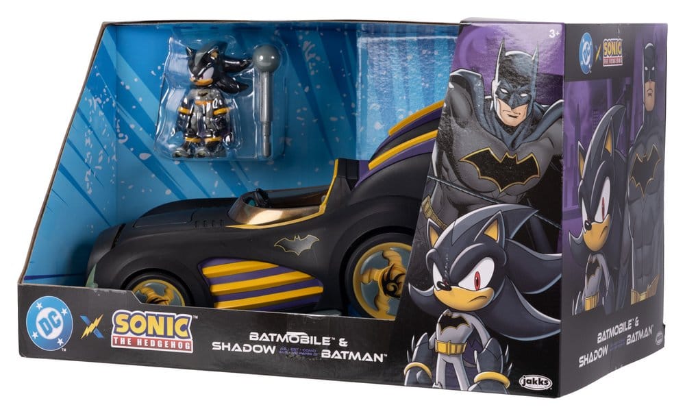 DC x Sonic - The Hedgehog Action Figure with Vehicle Shadow Batman & Batmobile 6 cm