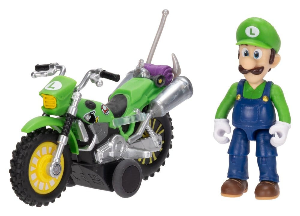The Super Mario Galaxy Movie Action Figure with Pull Back Motorcycle Luigi 6 cm
