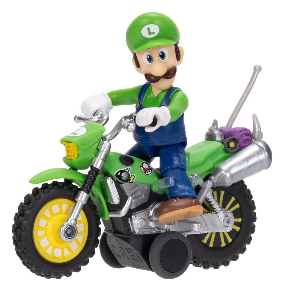 The Super Mario Galaxy Movie Action Figure with Pull Back Motorcycle Luigi 6 cm