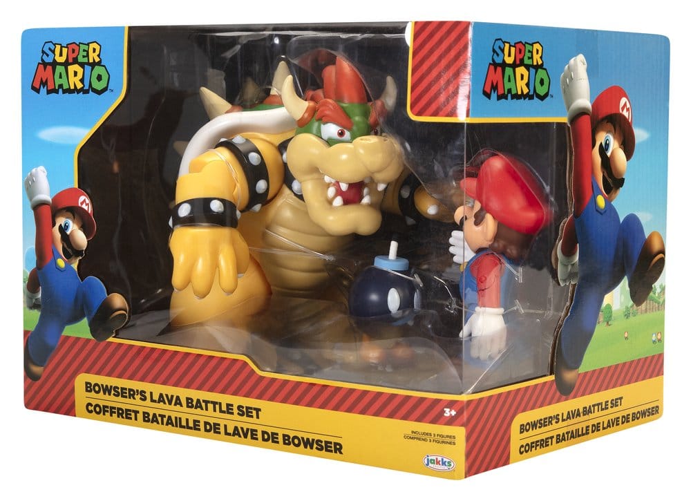 World of Nintendo Action Figure 3-Pack Mario vs. Bowser Lava Battle