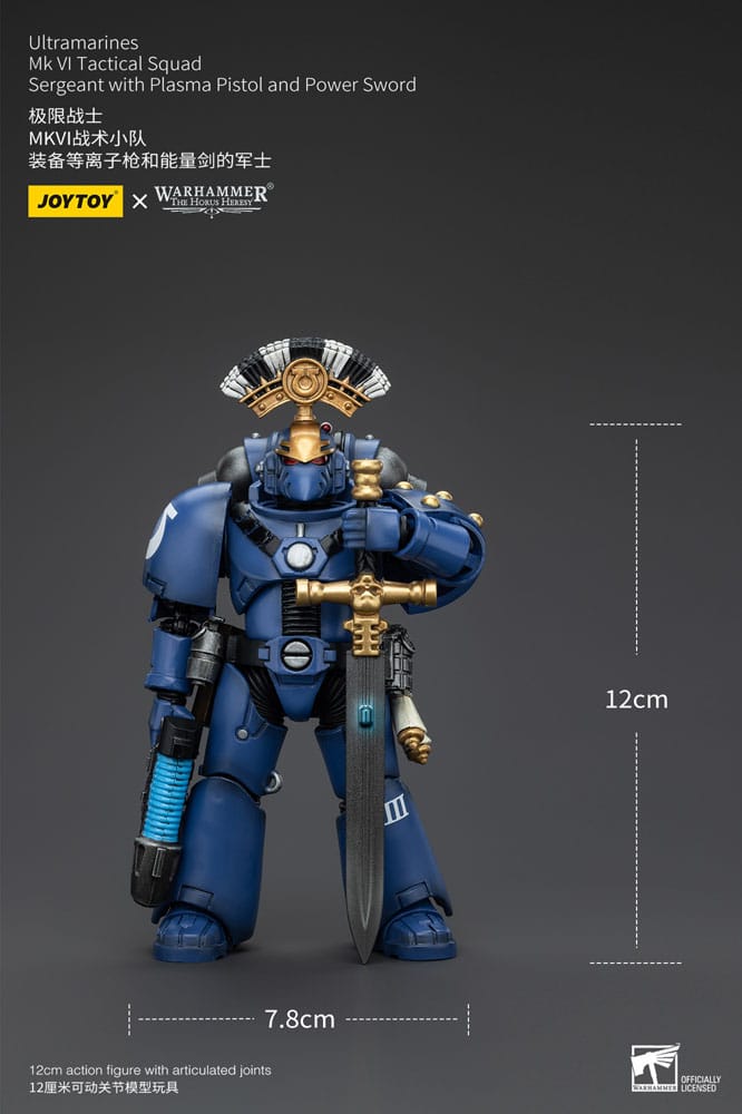 Warhammer The Horus Heresy Action Figure 1/18 Ultramarines MK VI Tactical Squad Sergeant with Plasma Pistol and Power Sword 20 cm