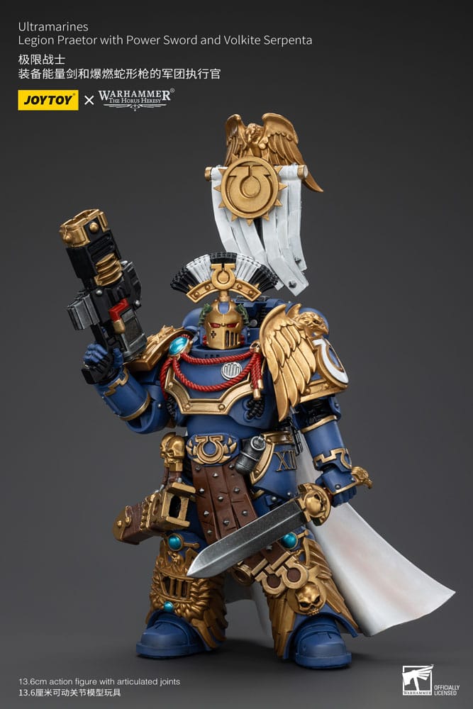 Warhammer The Horus Heresy Action Figure 1/18 Ultramarines Legion Praetor with Power Sword and Volkite Serpenta 20 cm