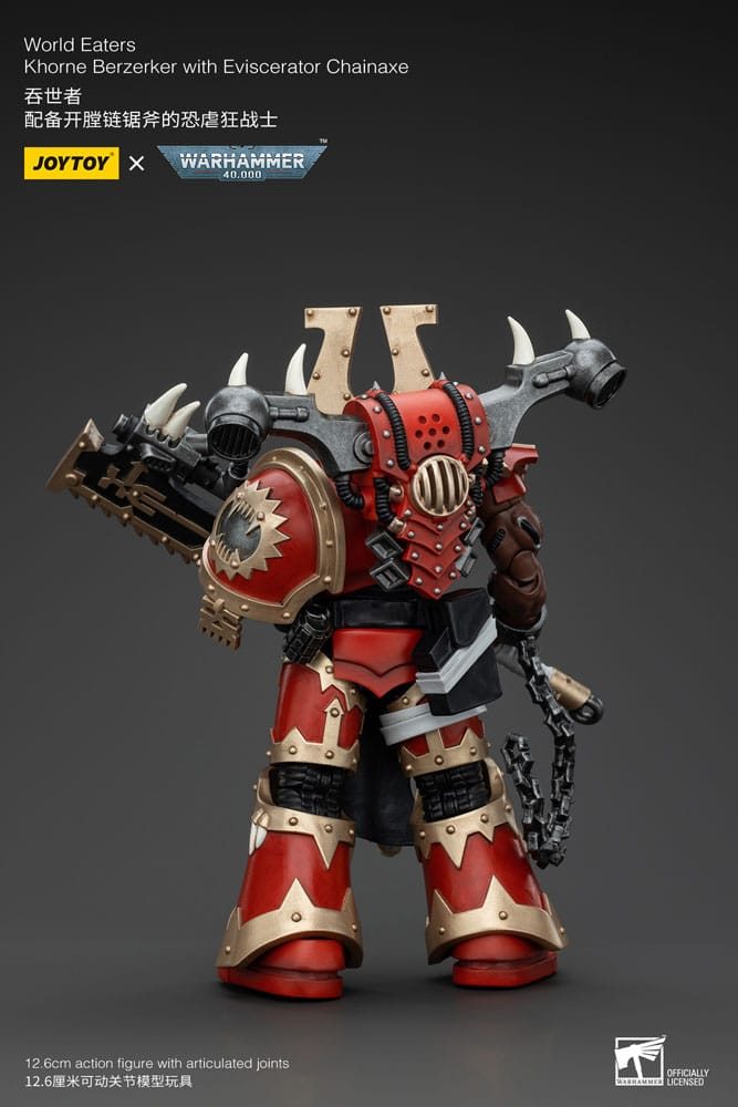 Warhammer 40k Action Figure 1/18 World Eaters Khorne Berzerker with Eviscerator Chainaxe 13 cm