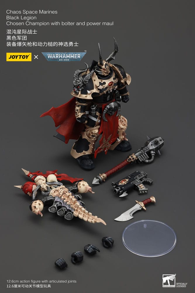 Warhammer 40k Actionfigur Chaos Space Marines Black Legion Chosen Champion with bolter and power maul 20 cm