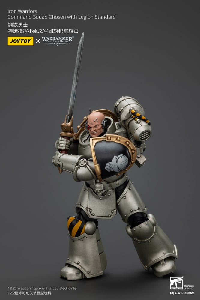 Warhammer The Horus Heresy Action Figure 1/18 lron Warriors Command Squad Chosen with Legion Standard 12 cm