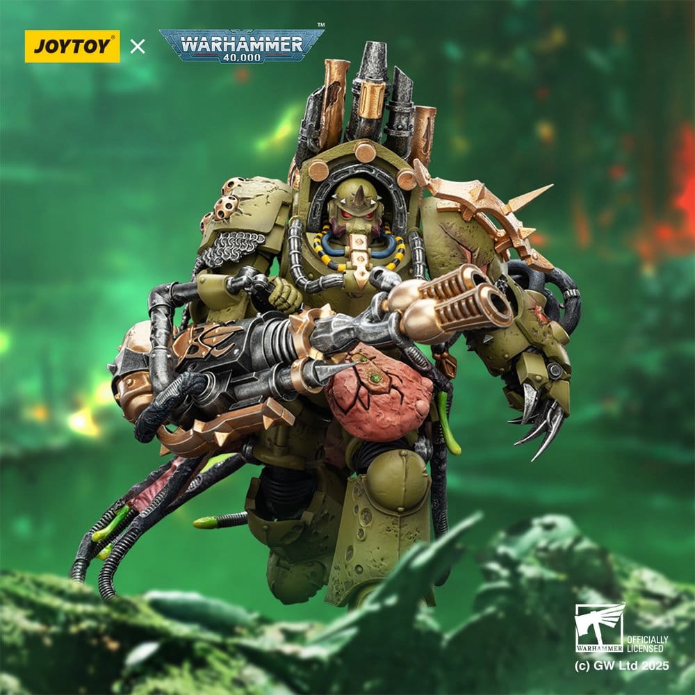 Warhammer 40,000 Action Figure Death Guard Lord of Virulence with Power Fist and Twin Plague Spewer 14 cm
