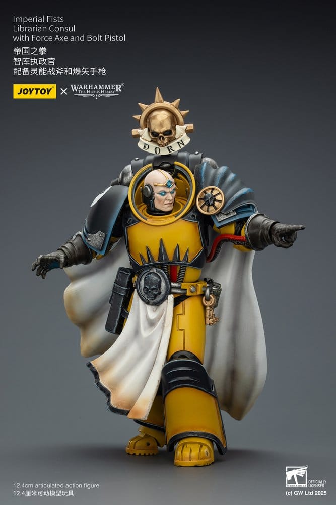 Warhammer Imperial Fists Action Figure Librarian Consulwith Force Axe and Bolt Pistol 12 cm - Damaged packaging