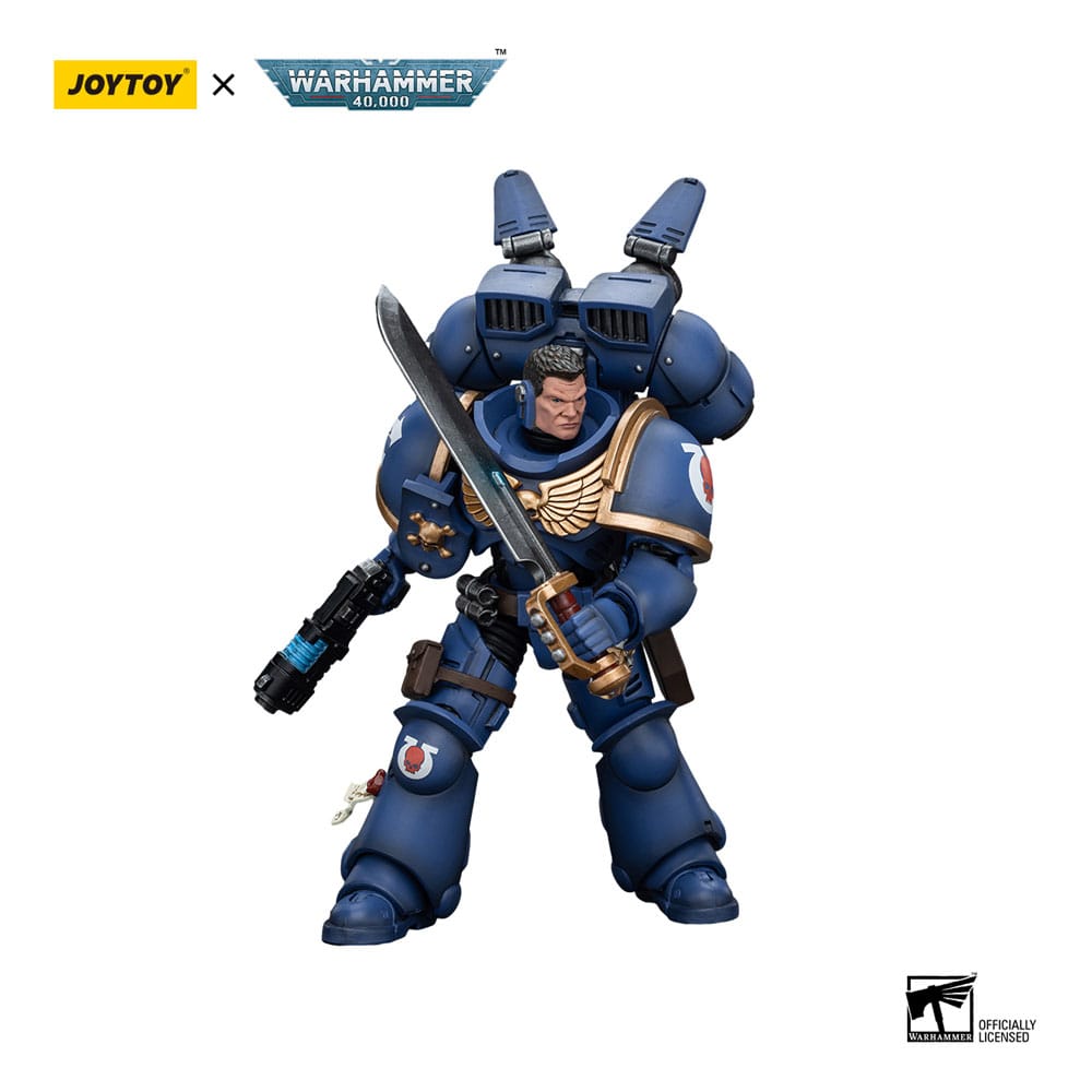 Warhammer 40k Action Figure 1/18 Ultramarines Jump Pack Intercessors Sergeant With Plasma Pistol And Power Sword 12 cm