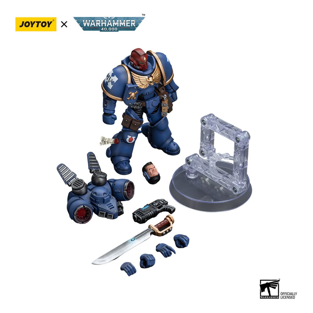 Warhammer 40k Action Figure 1/18 Ultramarines Jump Pack Intercessors Sergeant With Plasma Pistol And Power Sword 12 cm